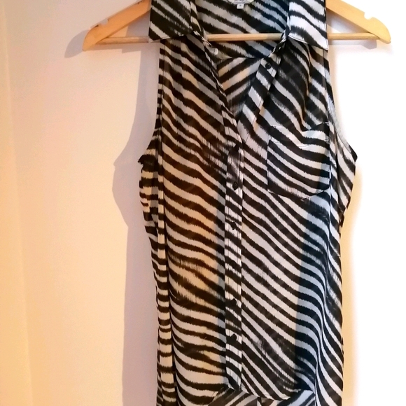 Guess Tops - Guess Sheer Sleeveless Button Up, Zebra